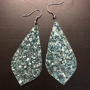 Turquoise glitter earrings